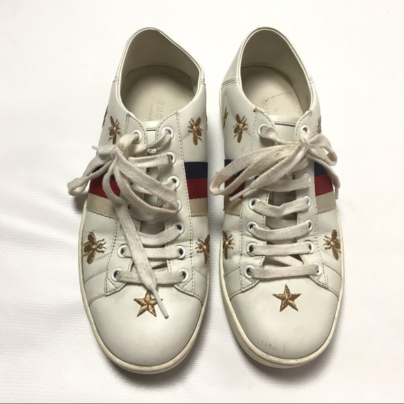 gucci white bee shoes